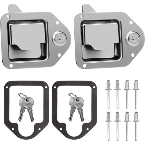 Chiusura di ricambio per cassetta degli attrezzi del camion, maniglia di ricambio in acciaio inox con chiave per camion, camper, rimorchio, UTV, ATV (set da 2) (1/4)