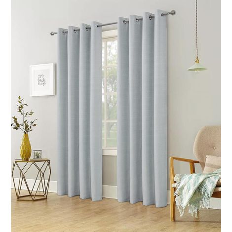 100% Blackout Curtain, Faux Linen Thermal Insulated Cold Weather Curtains, Soft Wrinkle-Resistant Fabric Good Dye, Modern Living Room Double Curtains with Eyelets, Set of 2 Silver 140x260cm (1/5)