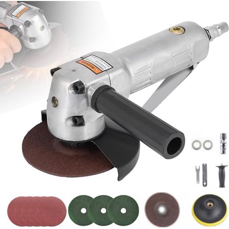 Meuleuse Pneumatique,Meuleuse d'Angle Pneumatique,Meuleuse D’Angle Pneumatique Kit,1/4" 80psi 11000rpm avec 5 inch wire bonded sandpaper, metal cutting pour Surfaces à Souder Polir et Meuler