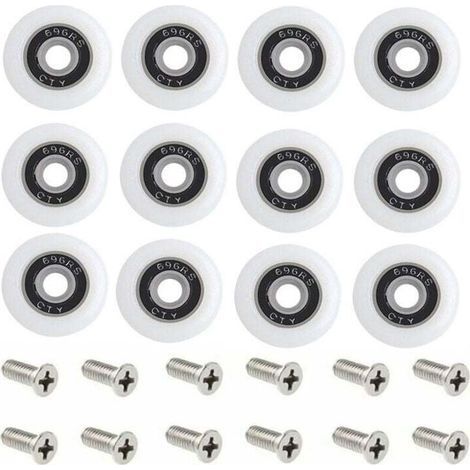 Pair Ulisem – Roulettes de rechange pour porte de douche – Lot de 12 roulettes 23 mm – Vis en métal incluses – Installation rapide et facile (1/5)