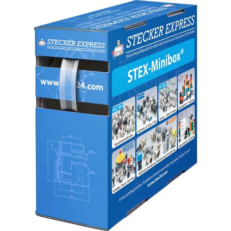 STEX24 Schrumpfschlauch 2:1, Minibox mit 12,0m, transparent 9,5/4,8mm, 3/8 Zoll, WSB2 Schrumpftemperatur mind. 95°C, vollständig bei mind. 105°C - 1 Stück (1/2)