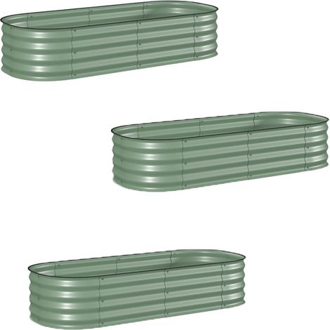 3er-Set hochbeet Pflanzenbeet, modulares Hochbett, geschützte Kanten, Design ohne Boden,  150 x 62 x 30 cm, Grün