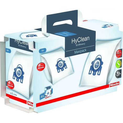 Lot de 16 sacs à poussières HyClean 3D GN + 8 filtres pour aspirateurs Miele