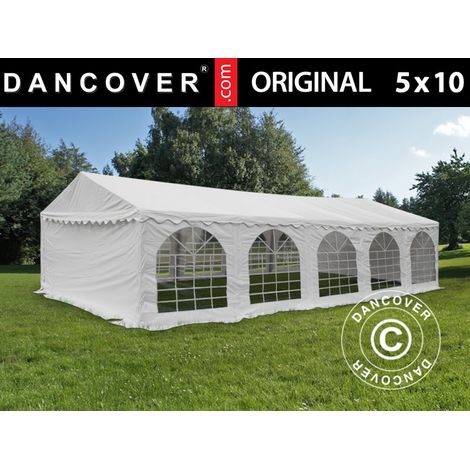 Partyzelt Pavillon Festzelt Dancover Original 5x10m PVC 900, Weiß (1/5)