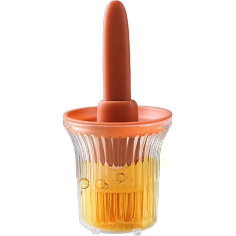 Oil container with brush, oil bottle with silicone brush, 2-in-1 oil bottle for pouring and brushing oil, BBQ kitchen tool, camping accessory (1 pc) (1/5)
