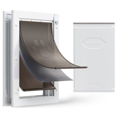 Puerta para Mascotas Tamaño Grande, Gatera para Puerta Resistente a la Intemperie con 2 Solapas Flexibles Magnéticas, Marco Metálico para Perros Dormitorio Gatos Pared Jardín Interior Exterior (1/5)