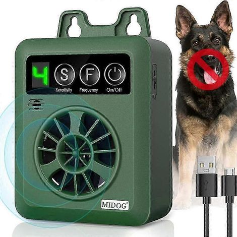 Répulsif à ultrasons rechargeable pour chiens, étanche IPX4, portée de 15 m, 4 fréquences réglables, chargement USB (1/5)