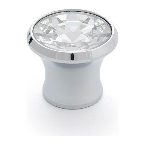 Blister mit 4 runden Möbelknöpfen aus Glas mit glänzendem Chrom-Finish – transparent Mod.943 ø27mm REI