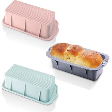 Moule à Cake - Silicone - 3 Pièces - Antiadhésif - 21 x 10 x 7 cm - Résistant à la chaleur (1/4)