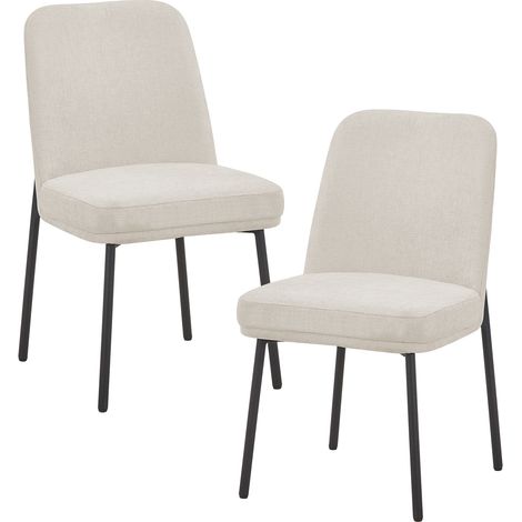 KAYNA - Lot de 2 chaises en tissu beige pieds en métal noir