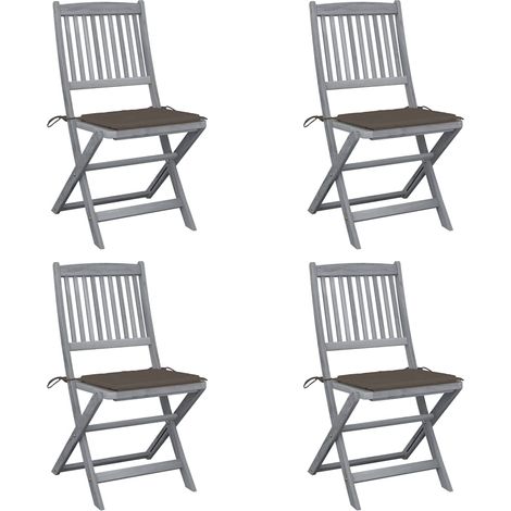 Klappbare Gartenstühle 4 Stk. mit Kissen Massivholz Akazie