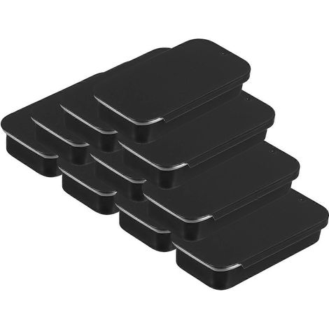Petite boîte de rangement rectangulaire en fer-blanc, compatible avec un usage domestique, avec fermeture coulissante, portable, lot de 10. (1/5)