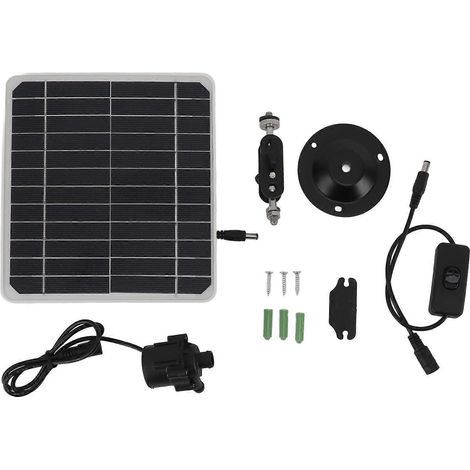 Kit de pompe à eau solaire 50 W avec panneau solaire, fonctionnement 24 h/24, pompe pour fontaine à eau avec interrupteur et réglage, pour bains d'oiseaux et bassins à poissons.