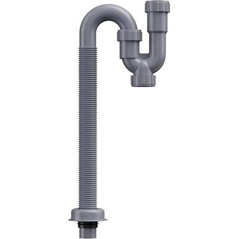 Siphon en U - siphon d'évier, ensemble de vidange de lavabo de salle de bain, avec tuyau d'évacuation flexible et extensible, adapté aux siphons d'évier d'un diamètre intérieur de 32 m (1/4)