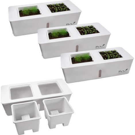 4er Set Küchen Kräutergarten Indoor Kräuter Gewächshaus selbstbewässernd Kräutertopf Set (1/5)