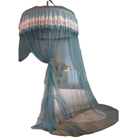 Zanzariera con bordo in pizzo, tettuccio traspirante, adatta per bambini da 0,9 a 2 m, colore verde-blu. (1/2)