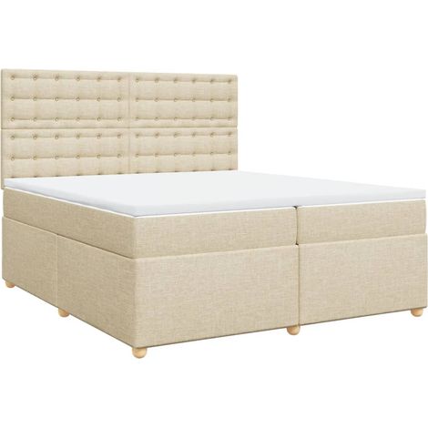 Maison Exclusive - Giroletto a Molle con Materasso Crema 200x200 cm in Tessuto (1/5)