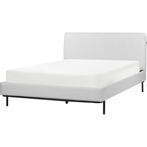Cama con somier con cabecero moderna tapizado de tela de poliéster gris 140 x 200 cm Corio (1/5)