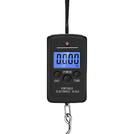 Pèse-Personne Portable Balance Électronique 40 Kg Écran LCD Rétroéclairé Pèse-Bagages Noir (1/4)