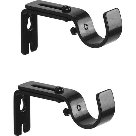KZQ – Support mural réglable pour tringle à rideau – Acier inoxydable noir – Charge max 20 kg – Lot de 2 pièces – Installation facile (1/5)