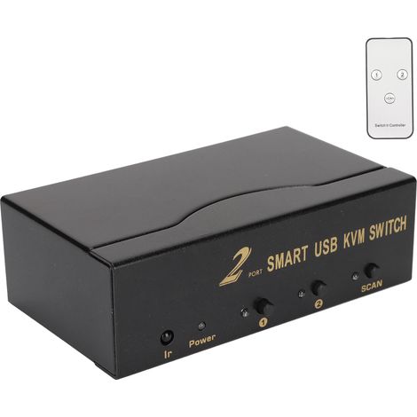 VGA-KVM-Switch mit 2 Eingängen und 1 Ausgang, 4 USB-Anschlüssen, Video-Sharing für mehrere Bildschirme, Maus und Tastatur, 100-240V-Stecker. (1/5)