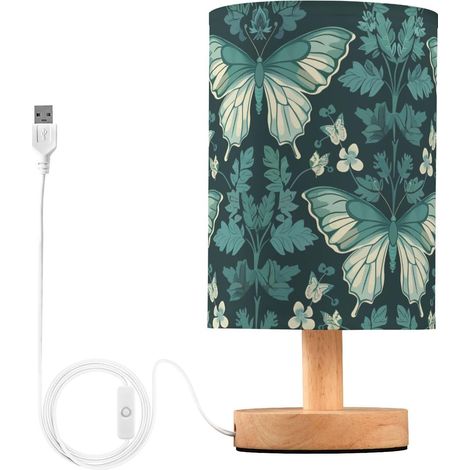 William Morris Lampe de table avec abat-jour Motif papillon Bleu (1/5)
