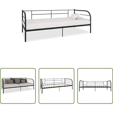 vidaXL Metallbett -  Tagesbett-Rahmen Schwarz Metall 90×200 cm (1/5)