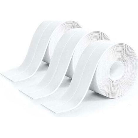 Rouleau de 3 pièces de mastic silicone blanc pour salle de bain, ruban adhésif blanc pour cuisine, étanche, convient pour (1/5)