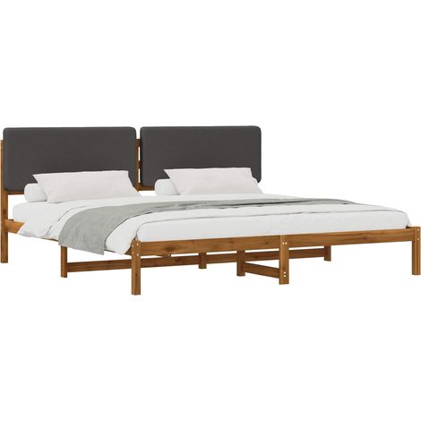 Bed Frame with Upholstered Headboard Natural and Dark Grey vidaXL (1/5)