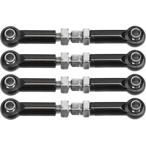 Quatre biellettes de servo réglables, adaptées aux voitures télécommandées FMS 1/24 FCX24, biellettes de direction RC en alliage d'aluminium et fer de haute précision, noires. (1/5)