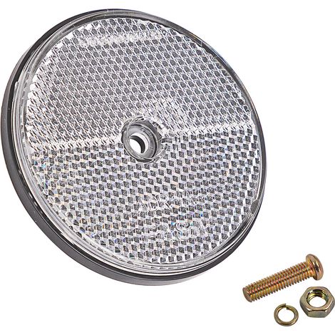 Rückstrahler Katzenauge Reflektor Ø 70 mm rund weiß mit Schraube (1/2)