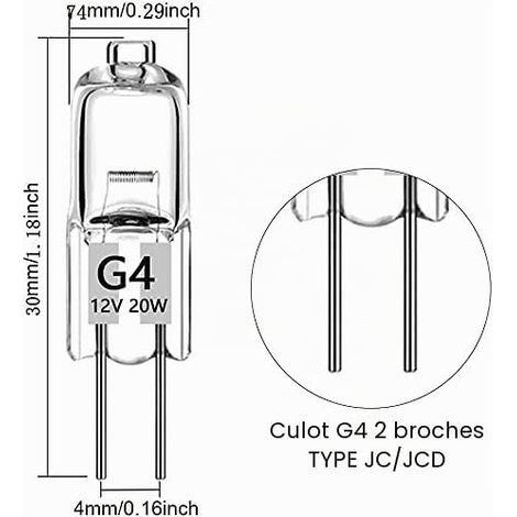 G4 Halogen Bulb, G4 Warm White 12V 20W 2800K 240LM (1/3)