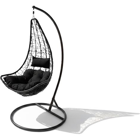 Silla Mecedora Colgante. Muebles de Jardin y Terraza, Negro