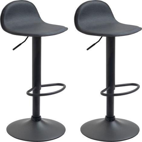 Set di 2 sgabelli da bar con poggiapiedi in PVC nero, piede a tromba in metallo nero 100004261