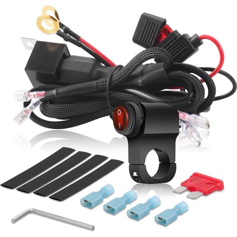 Kit de câblage d'éclairage LED pour moto 2 fils en nylon 12 V (1/5)
