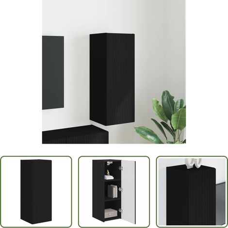 Meuble tv mural - Meuble TV mural Noir 30 x 31 x 80 cm Bois d'ingénierie (1/5)