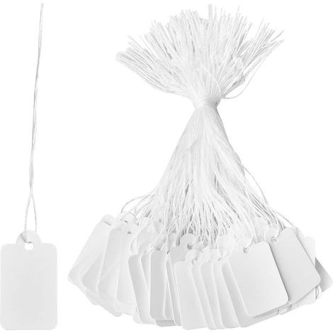 Preisschilder – Dickes Kraftpapier 23 x 13 mm – Naturhanfgarn – Für Schmuck, Halsketten und Armbänder – 100er-Packung (1/5)