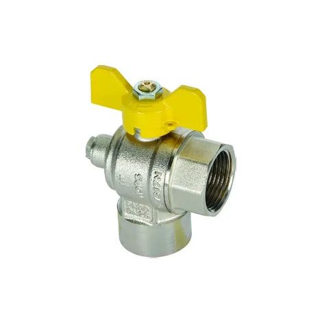 Tiemme - Valvola/Arresto Gas A Squadro Femmina/Femmina 3/4" A Passaggio Totale Con Presa Pressione Iso07/En10226