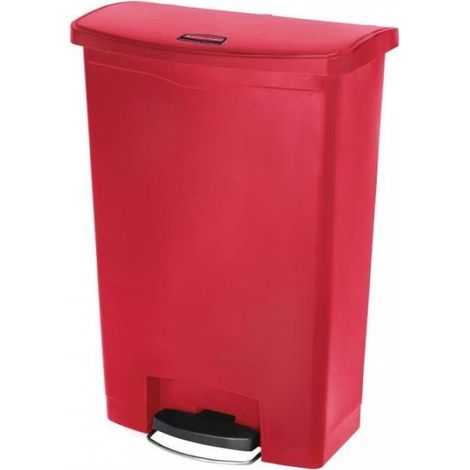 Poubelle à pédale frontale 90 Litres, en polyéthylène rouge, SLIM JIM