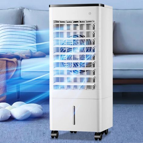 Refroidisseur d'air par évaporation, climatiseur Portable à Oscillation à 90° avec 3 Vitesses, 3 Modes, minuterie 15 h, réservoir d'eau 9 L, télécommande, Ventilateur de Refroidissement Port (1/5)