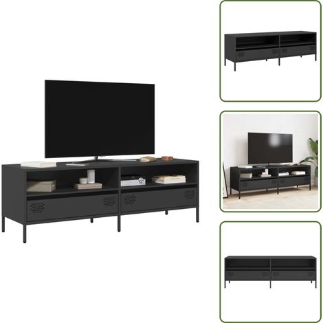 Armadio nero - vidaXL Mobile TV Nero 135x39x43,5 cm in Acciaio Laminato a Freddo - Armadio con cassetti