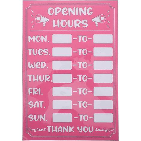 Autocollants autocollants « Heures d’ouverture » - Panneaux « Heures d’ouverture » réinscriptibles - Autocollant « Ouvert »-30.5X20.5cm-Pink (1/2)