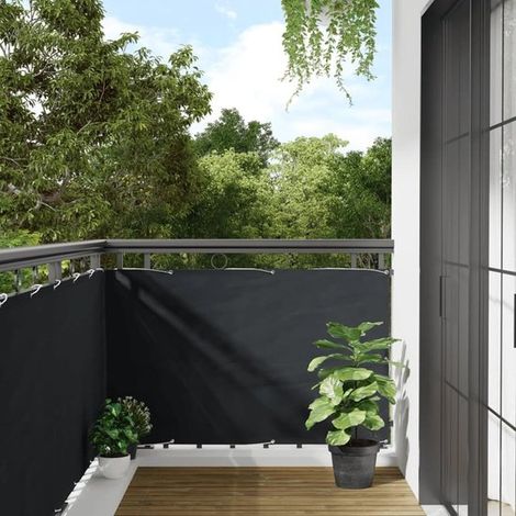 Pare-vue de balcon 90 x 400 cm en tissu Oxford imperméable, résistant aux UV, avec œillets en aluminium et corde de 12 m, brise-vent pour balcon et jardin, anthracite (1/5)