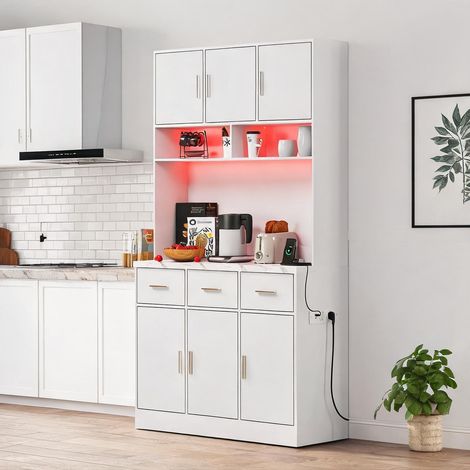 Buffet coloris blanc en MDF 100 x 40 x 180 cm (1/5)