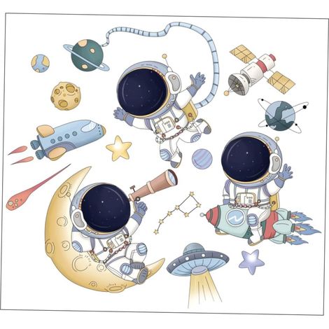 Sticker mural astronaute TOYANDONA autocollants en vinyle et (1/5)