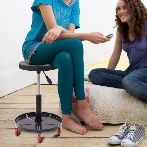 Fauteuil roulant d'atelier, fauteuil roulant d'atelier mobile à 5 roues, hauteur réglable et rotation à 360 degrés (1/5)