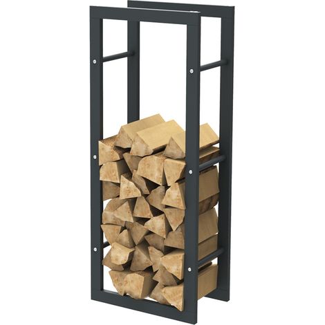 Bc-elec - HHWPF0005 Estantería para leña de acero negro 100x40x25CM, estantería para leña, estantería para troncos (1/5)
