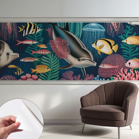 Papier peint autocollant adhésif avec imprimé motifs uniques apparence moderne Faune sous-marine 250x104 cm (1/5)