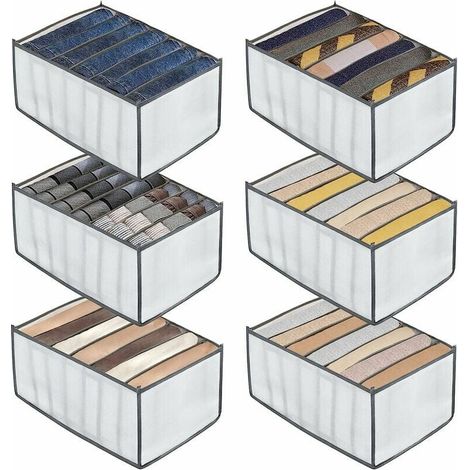 royaluxe - 6Pcs Organisateur de Tiroir pour Sous-Vêtements Organisateur Tiroir Boîte de Rangement Jeans Pliable et Lavable Organisateur Tiroir Tissu Rangement Tiroir pour Jeans Pulls Chemises Soutiens (1/4)