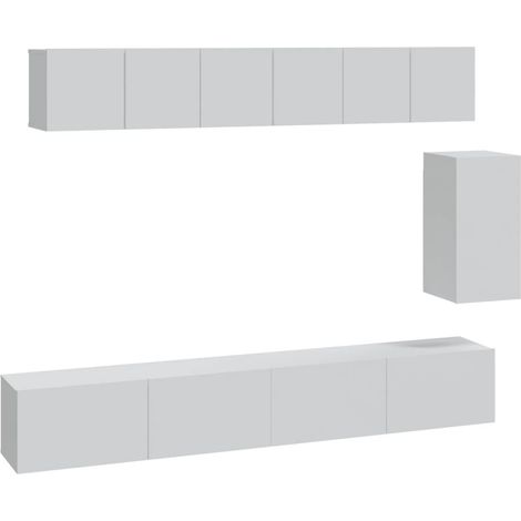 Conjunto de muebles mueble aparador TV televisión salón dormitorio salón 6 piezas blanco madera contrachapada 020025009